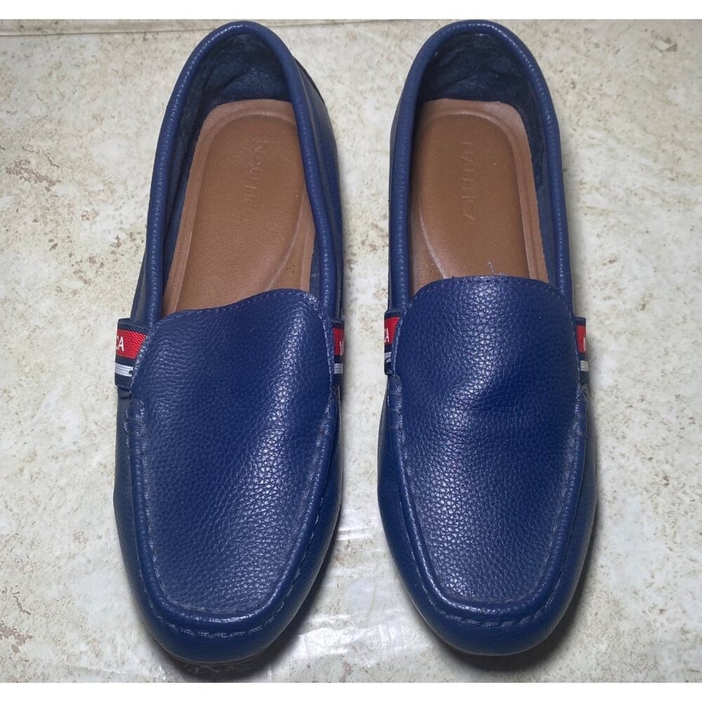 Nautica Navy Blue‎ Faux Leather Driving Moccasins Walburton Style Size 9